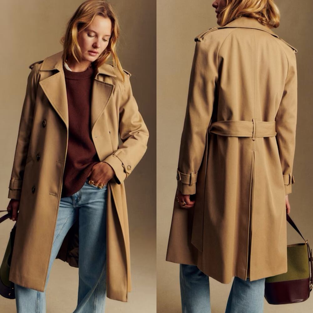 Sezane Scott Trench Coat in Camel